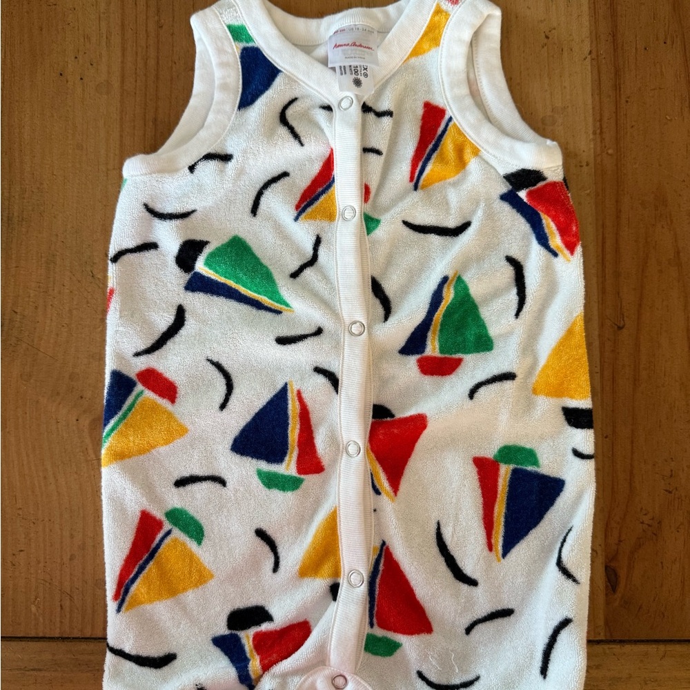 Colorful Sailboat Terry cloth romper